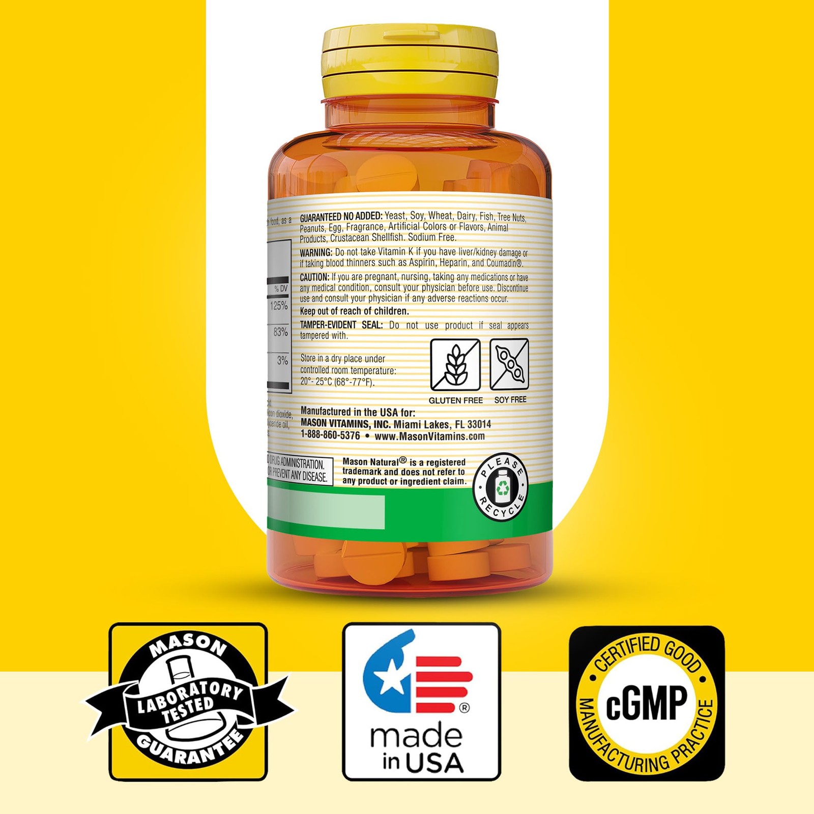 MASON NATURAL Vitamin K2 + D3, 100,Day 100 Count (Pack of 1), No Color