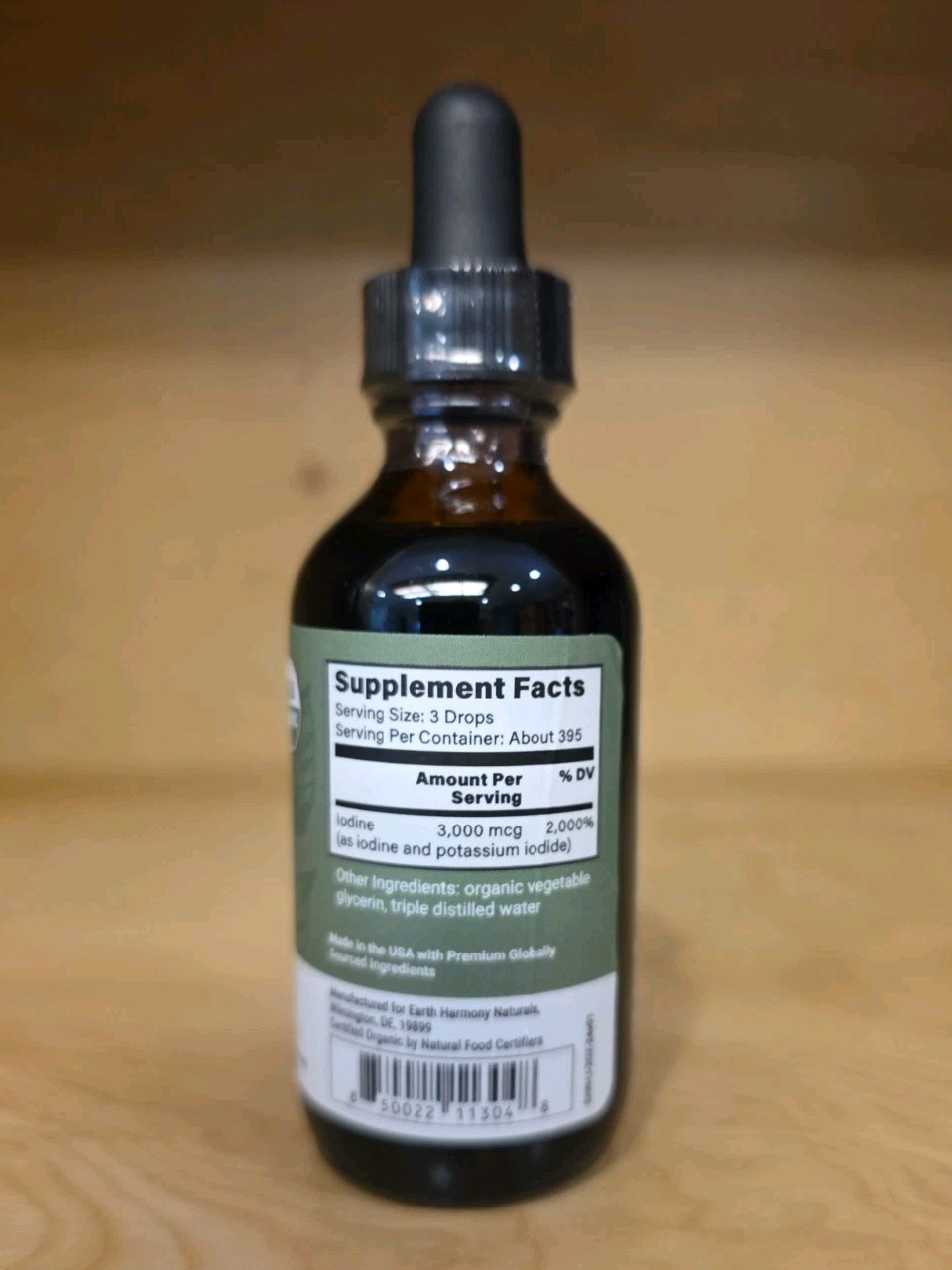 Earth Harmony Naturals Lugol’s Iodine 2% Solution 2 fl oz Dropper Bottle 09/2027