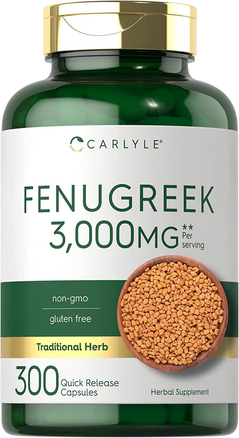 Fenugreek Capsules | 3000mg | 300 Count | Non-GMO, Gluten Free | by Carlyle
