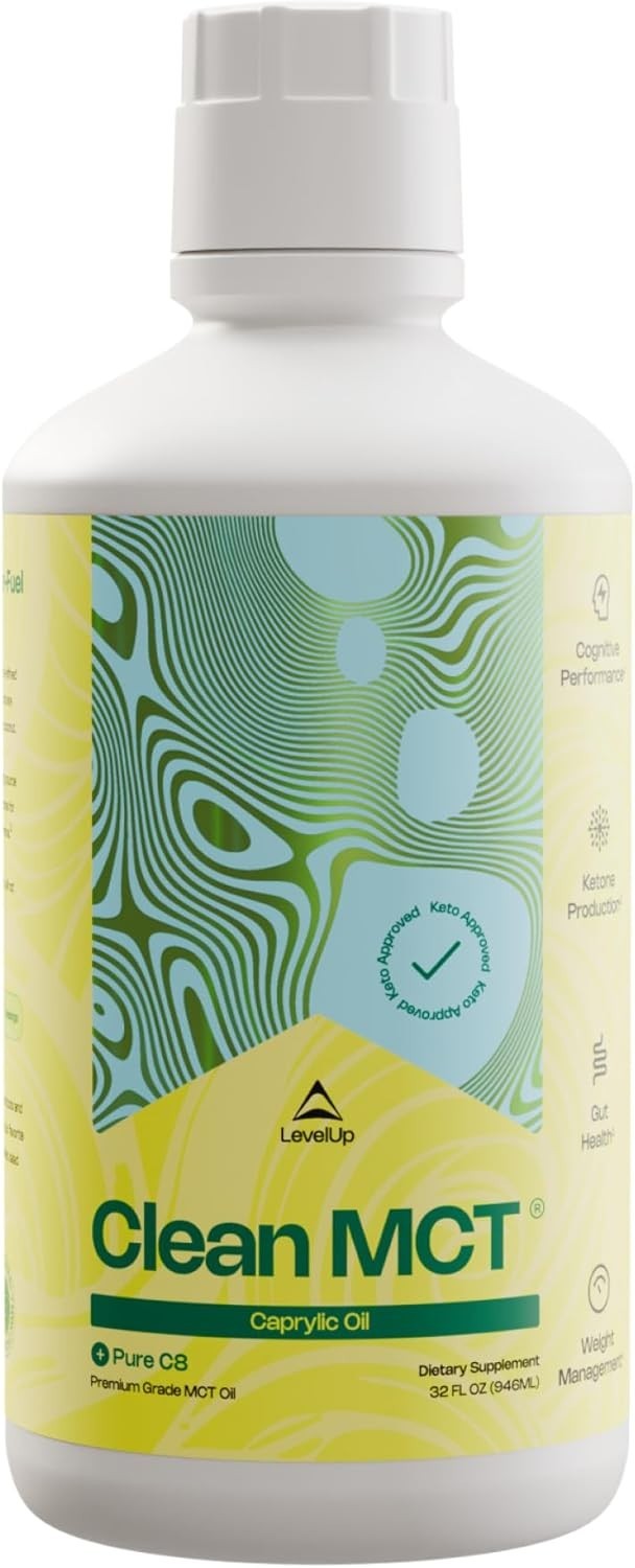 LevelUp Clean MCT Oil – 100 Caprylic C8 for Energy, Focus, Weight Management,…