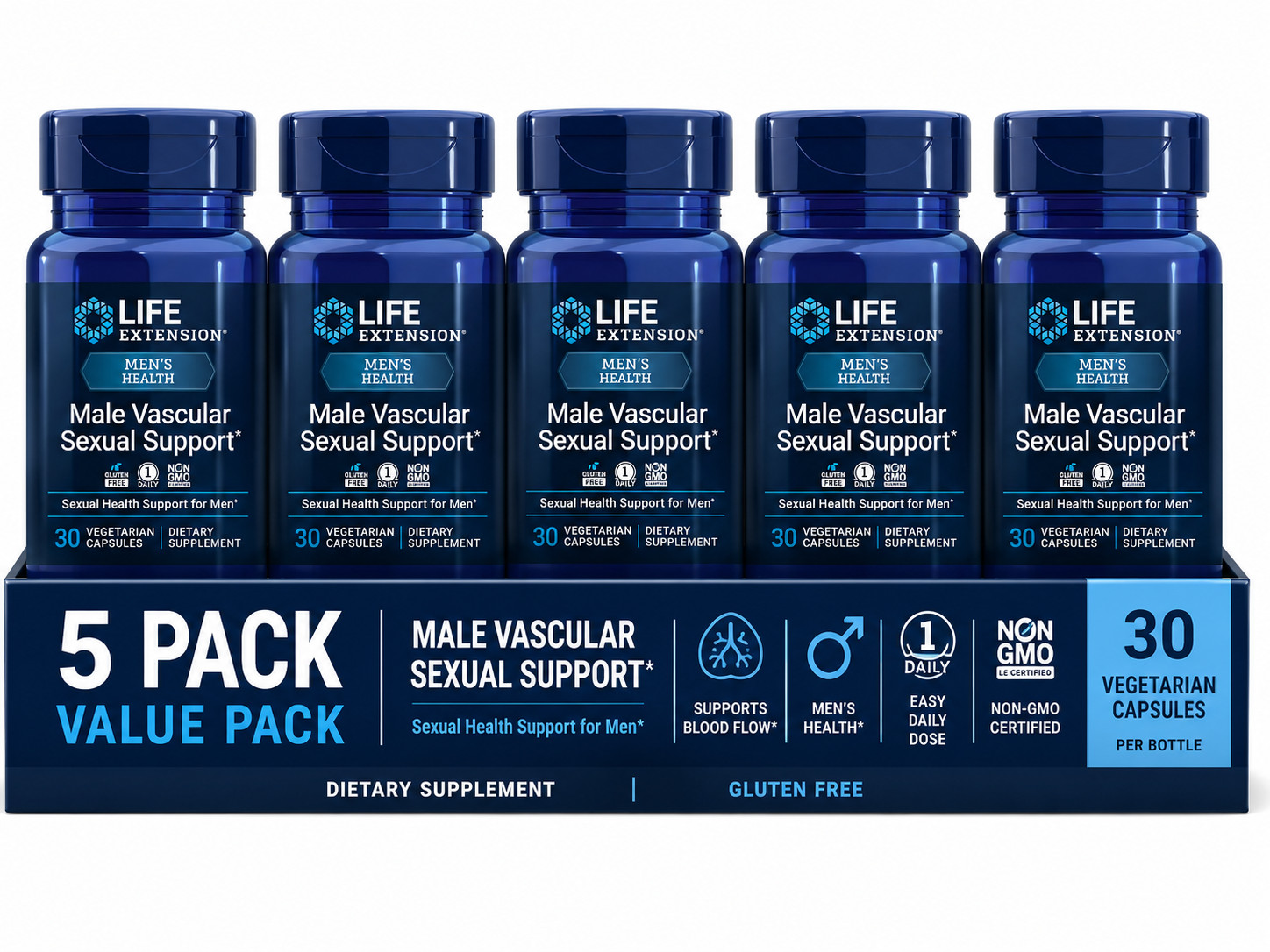 Life Extension Male Vascular Sexual Support 5X30 Veg Caps pack of 5