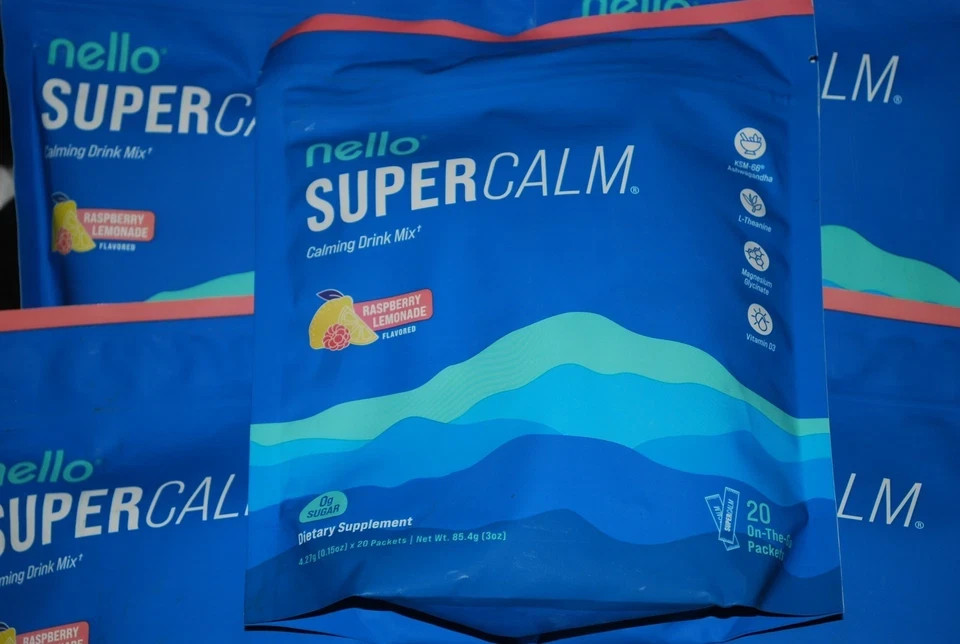 100-Pack Nello Supercalm Powdered Calming Drink Mix Raspberry Lemonade