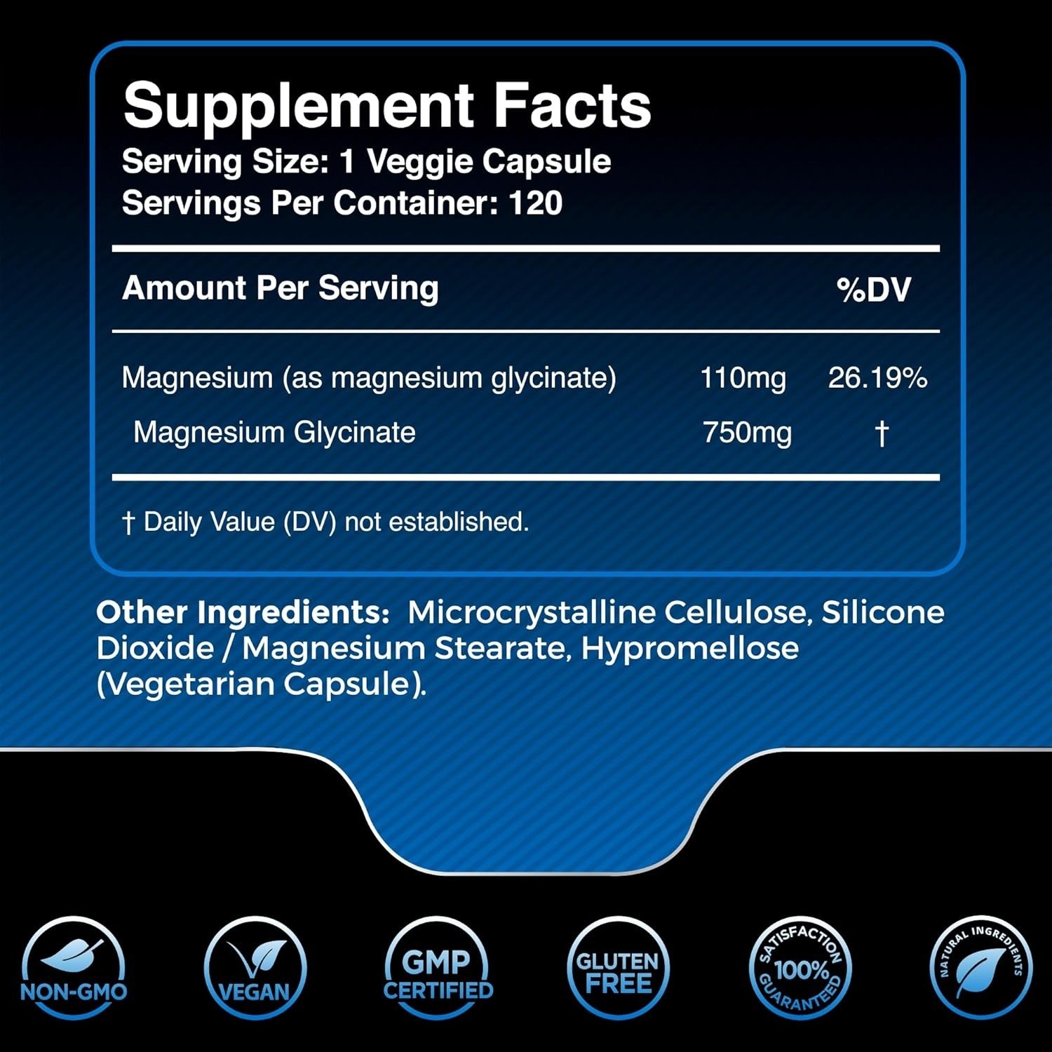 Magnesium Glycinate 750mg | 120 Capsules | High-Absorption-Sleep-Support