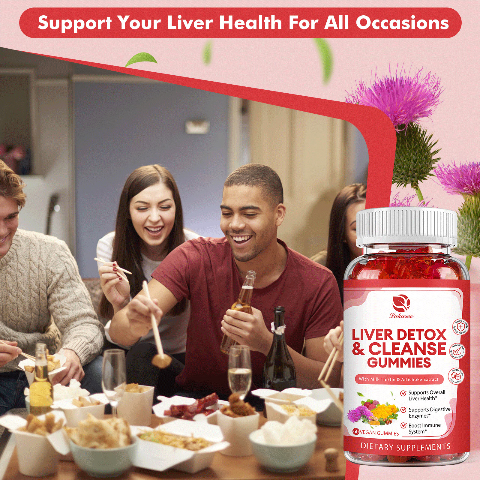 2Packs Liver Cleanse Detox & Repair Gummies, Sugar Free Liver Health Support