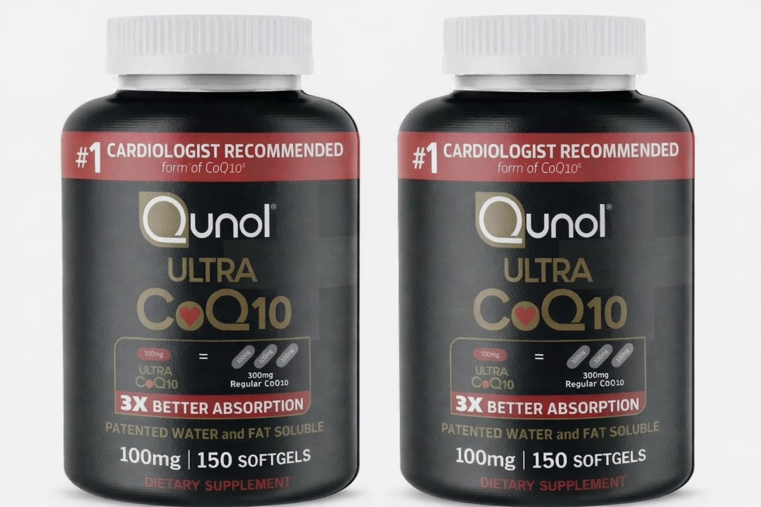 2 Qunol Ultra CoQ10 100 mg – 150 x 2 Softgels EXP 2028 NEW & SEALED 300 COUNT