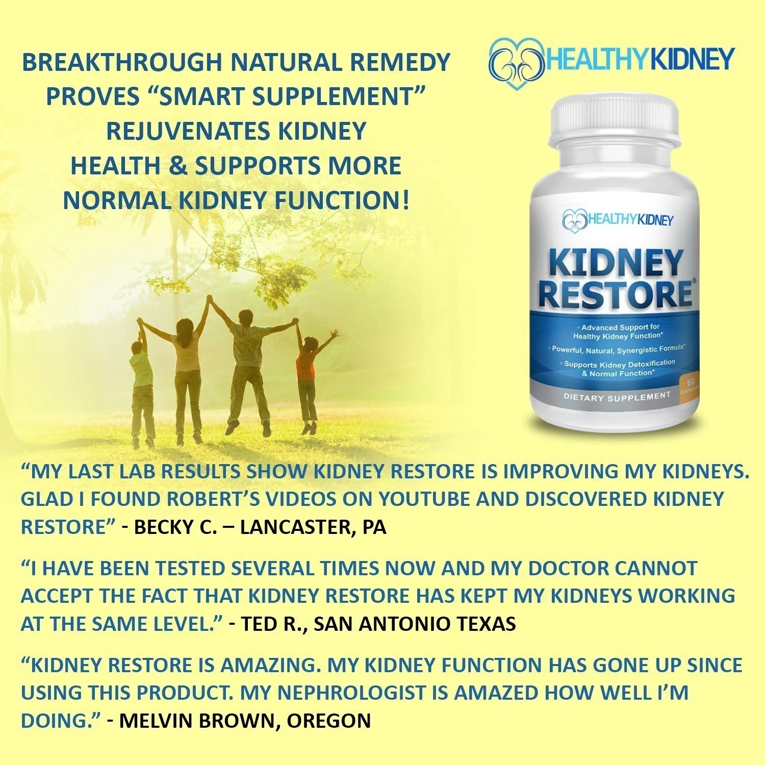 1 Pack Kidney Restore Support Detox Cleanse Complete Flush Natural Supplement US