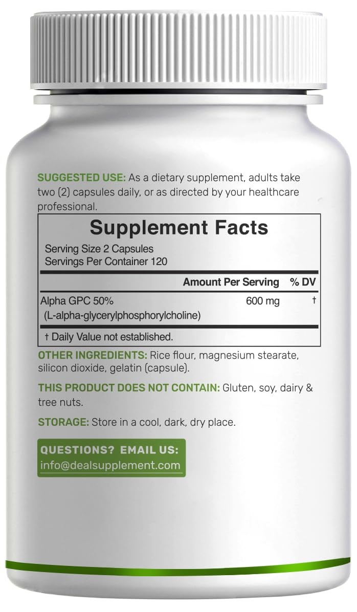 DEAL SUPPLEMENT Alpha GPC 600 mg Per Serving, 240 240 Count (Pack of 1)