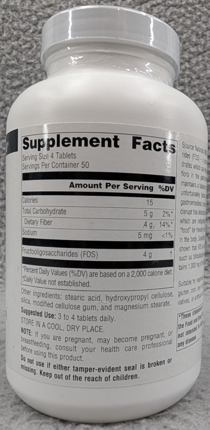 Source Naturals FOS Probiotics Enhancer 1000mg 200 Tablets