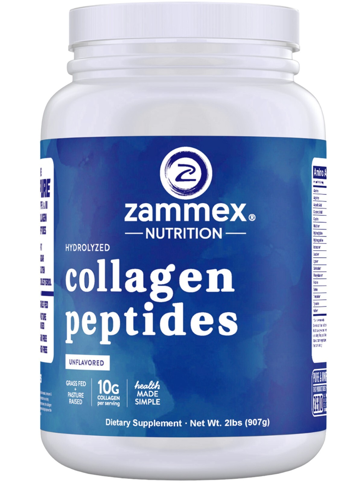 Collagen Peptides Powder Hydrolyzed Protein Unflavored Supplement 2lb-Type 1&3