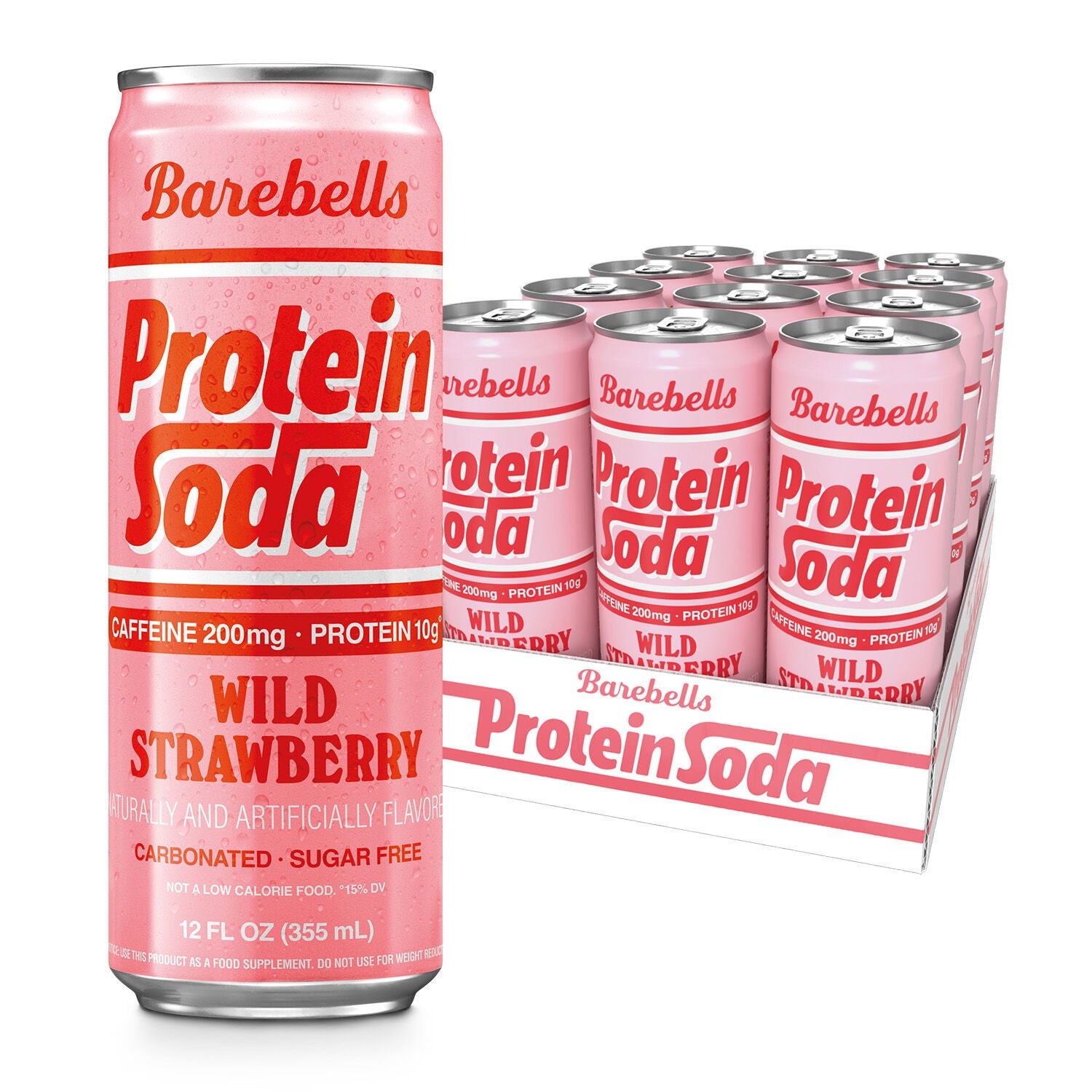Barebells Protein Soda Strawberry Flavor Sugar Free Natural 12x 12 fl oz ea NEW