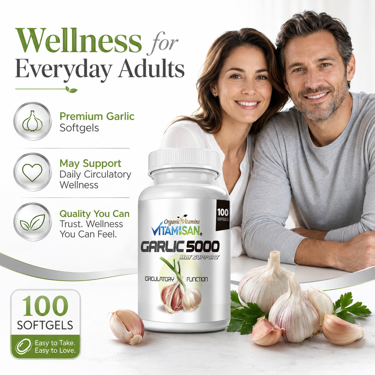 2 Garlic Fresh Extract 5000 mg Cholesterol Health supp 200 Antioxidant Pills gel