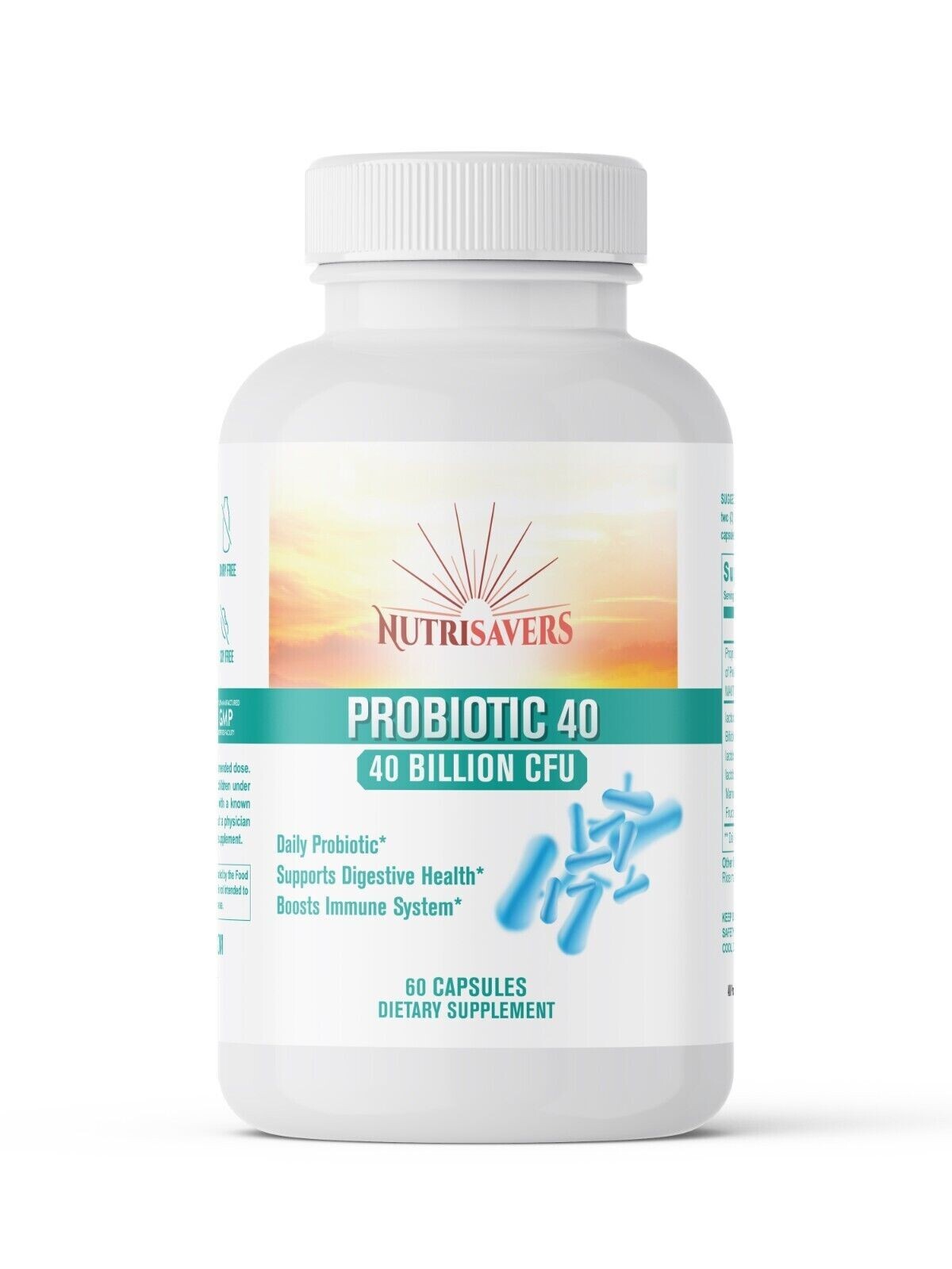 Probiotic Digestion Support 40 Billion CFU Body Defense 180 Vegan Caps