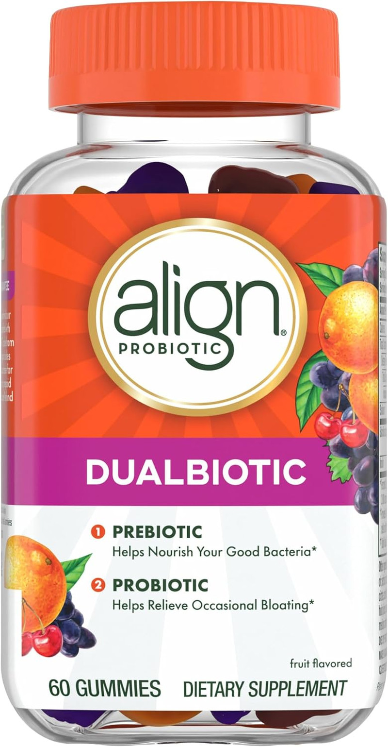 Align Dualbiotic Prebiotic Probiotic for Women Men 60 Gummies Fruit Flavor New