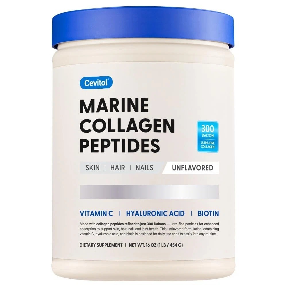 Cevitol Marine Collagen Peptides – Hydrolyzed 1 Pound (Pack of 1), White, 16 oz