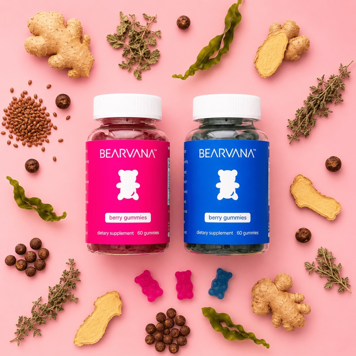 Bearvana Combo Gummy,16Natural Herbs Balance Body&Boost Daily Wellness for Women