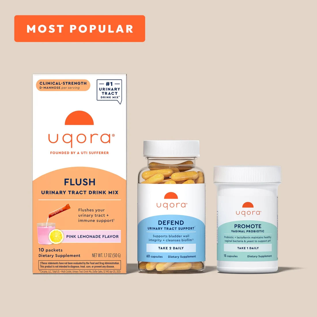 Uqora Complete Regimen 30 Pack Unflavored Flush Defend Promote New Sealed