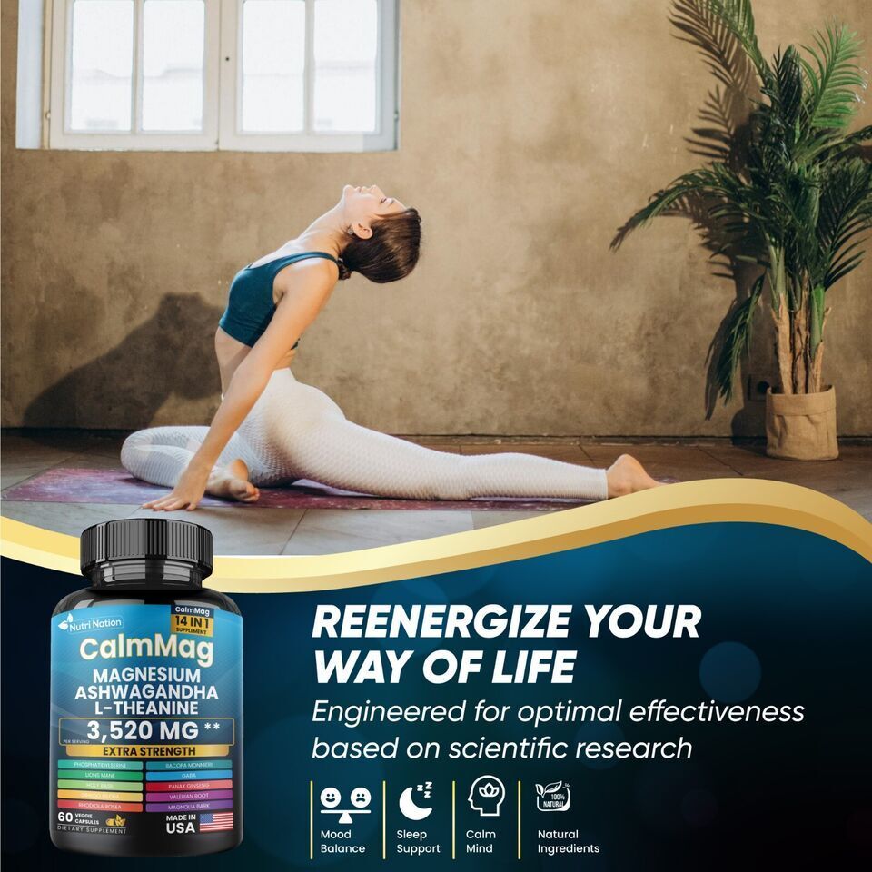 Cortisol Supplement Magnesium Glycinate 250mg Ashwagandha 150mg (3 Bottles Sa…
