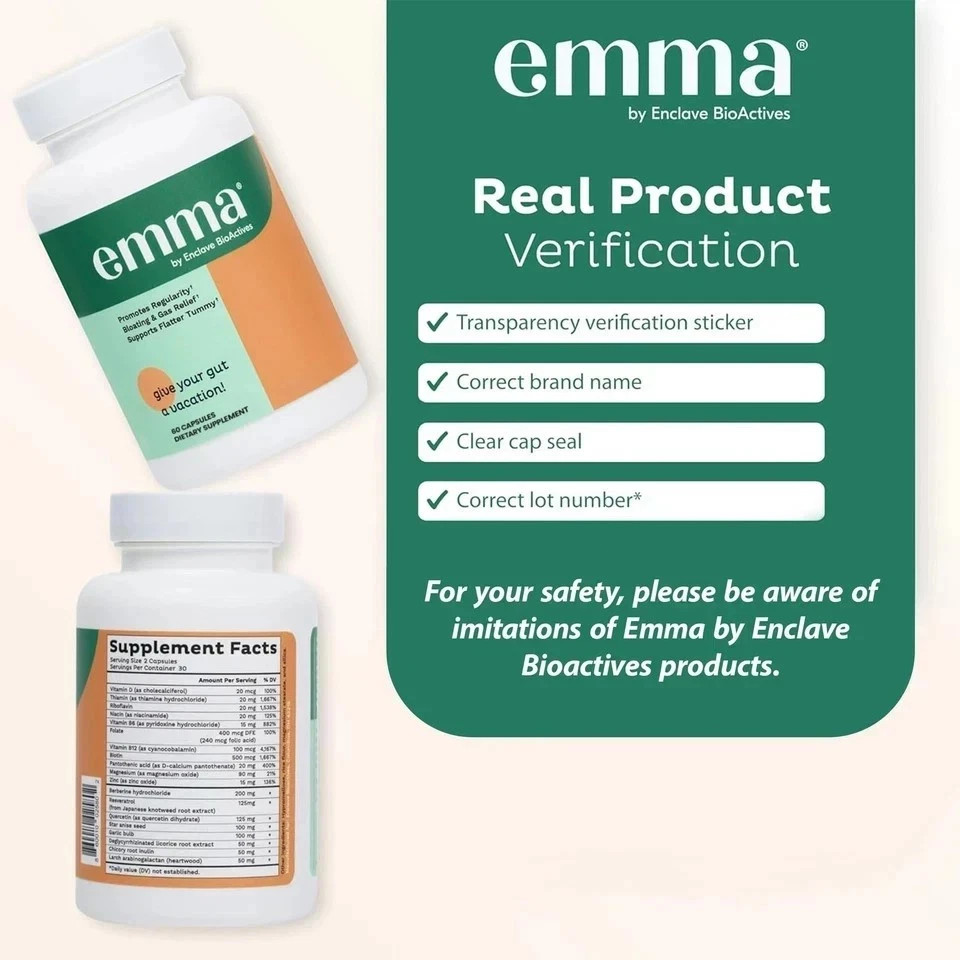 3 bottles Emma Gut Health Supplement for Gas & Bloating Relief,Leaky Gut Repair-