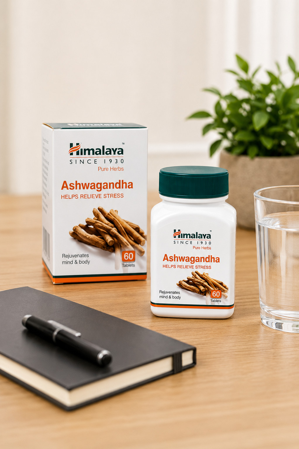 Himalaya Pure Herbs Ashwagandha 60 Tablets Stress Relief Herbal Supplement