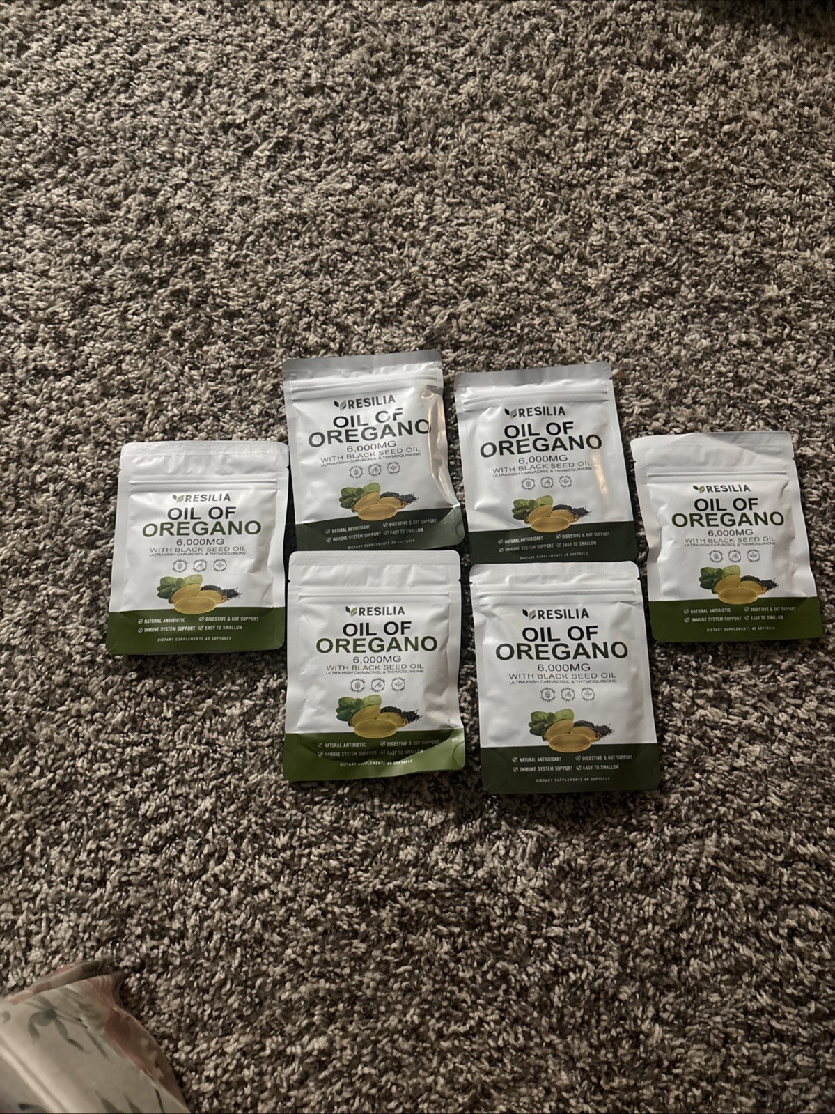 Lot Of 6 Packs Resilia Oil Of Oregano With Black Seed Oil 6,000 Mg 60 Tabs Each
