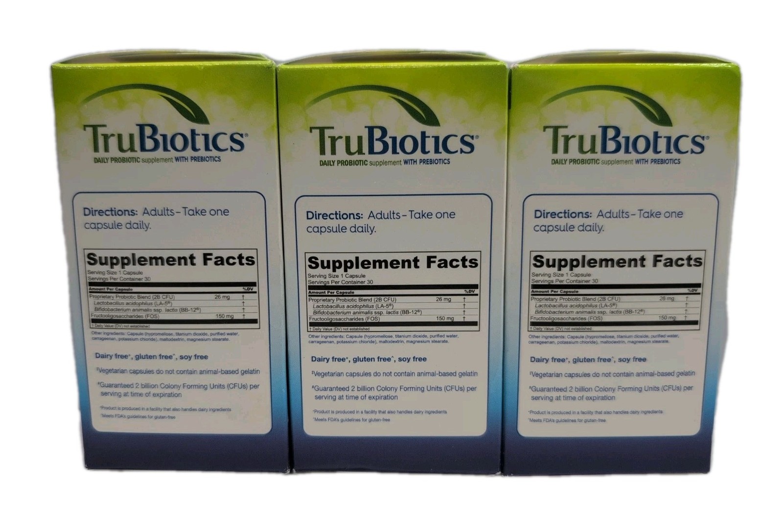 (3) TruBiotics DIGESTIVE & IMMUNE HEALTH Daily Probiotic 30 Capsules Each. 08/27