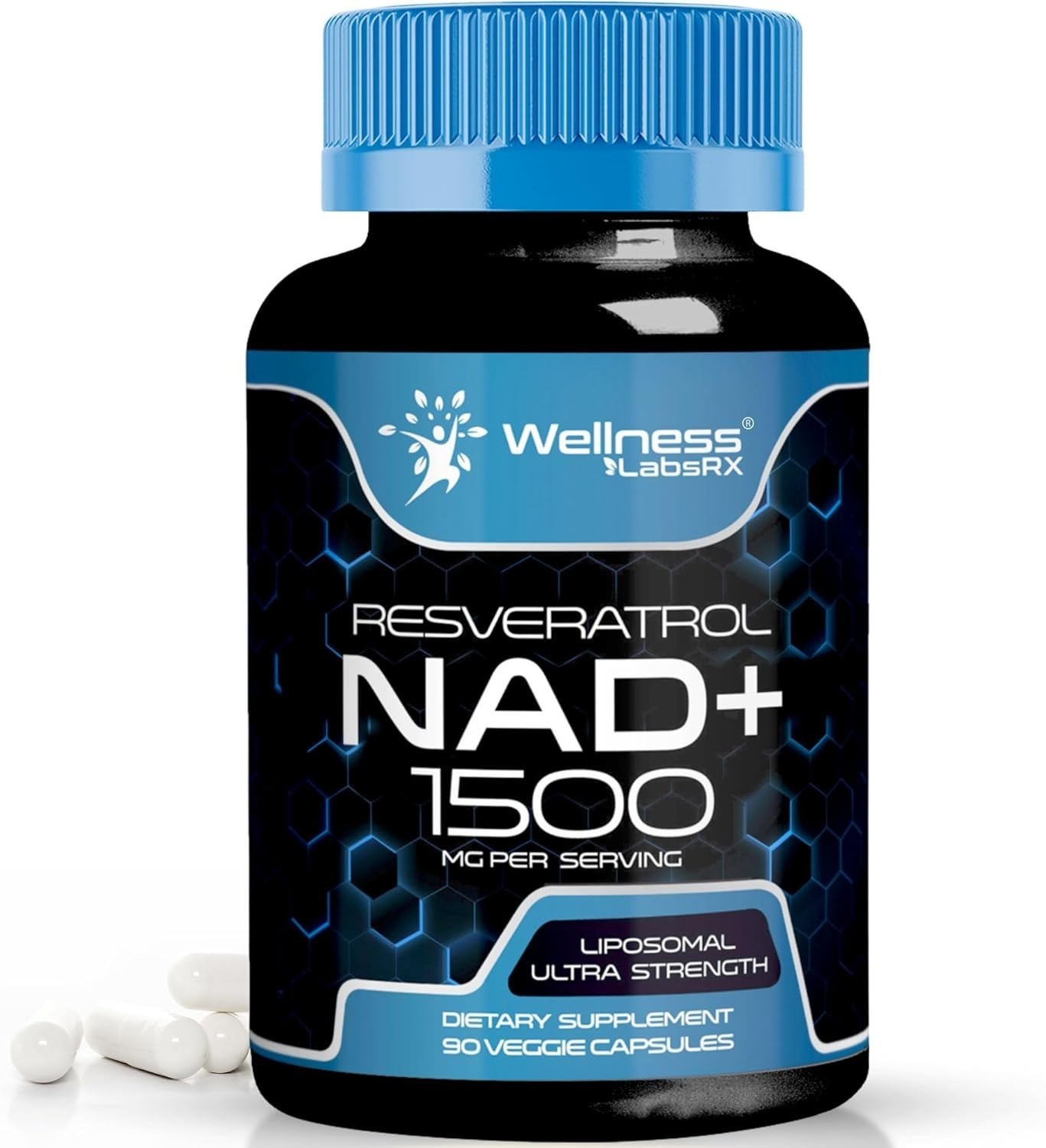 NAD+ Supplement 1500mg with Resveratrol | Cellular Health & Energy | 90 Caps