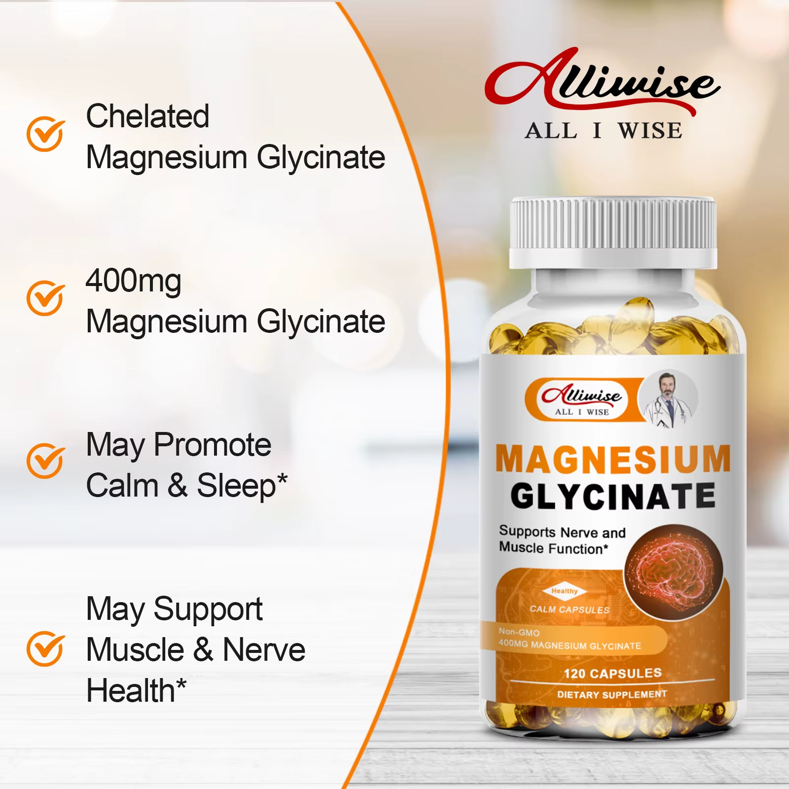 Magnesium Glycinate 500mg with Zinc, Vitamin D3 & B6, Non-GMO Veggie Capsules