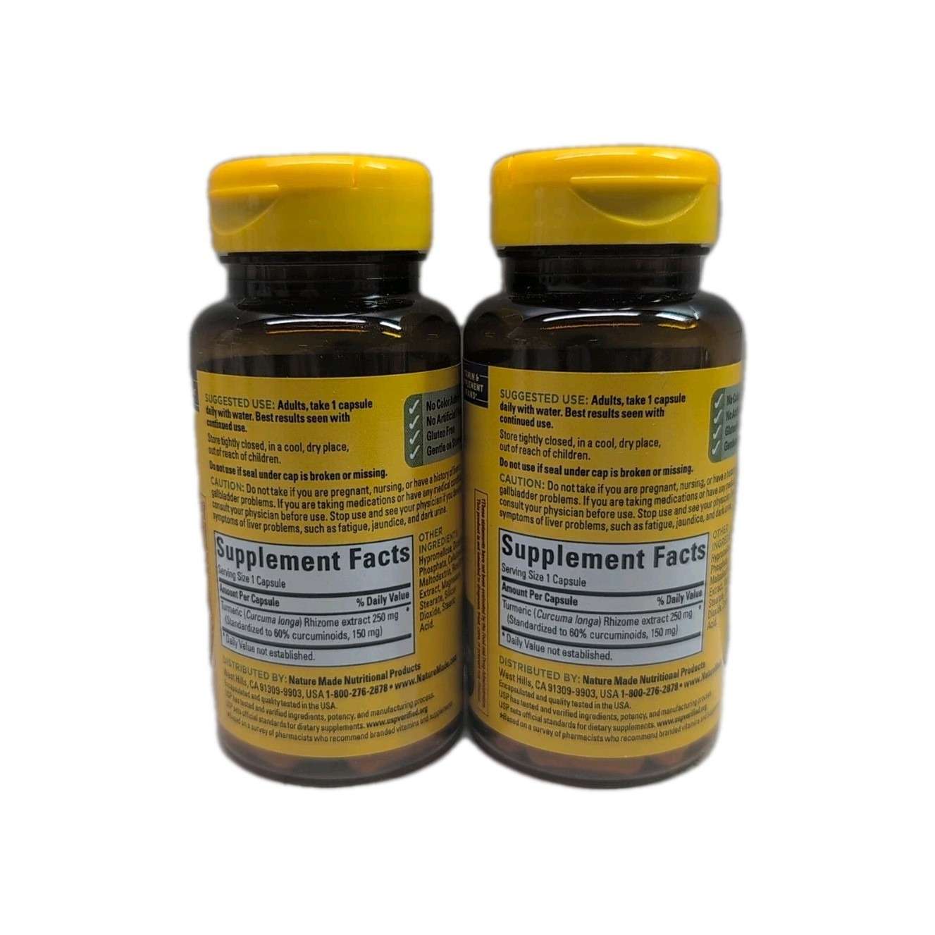 (2) Nature Made High Absorption Turmeric 30 Capsules Each. Exp: 08/2027