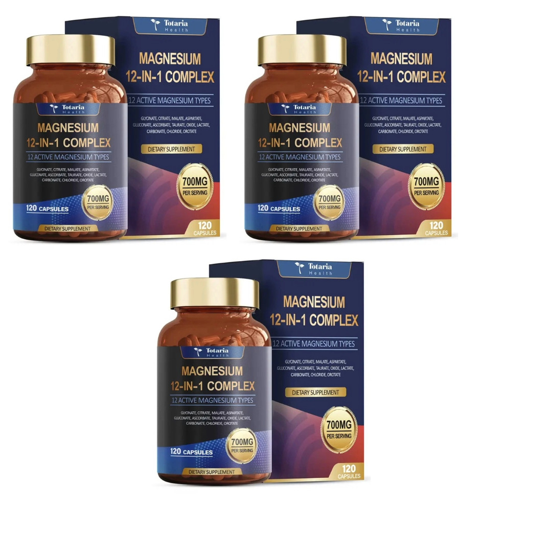 Magnesium Complex 12 in 1 Magnesium Glycinate/Citrate/Malate/Orotate USA 3X120C