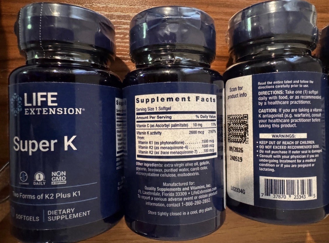 Life Extension Super K, Advanced K2 Complex (MK-7) K1, Heart & Bone Health