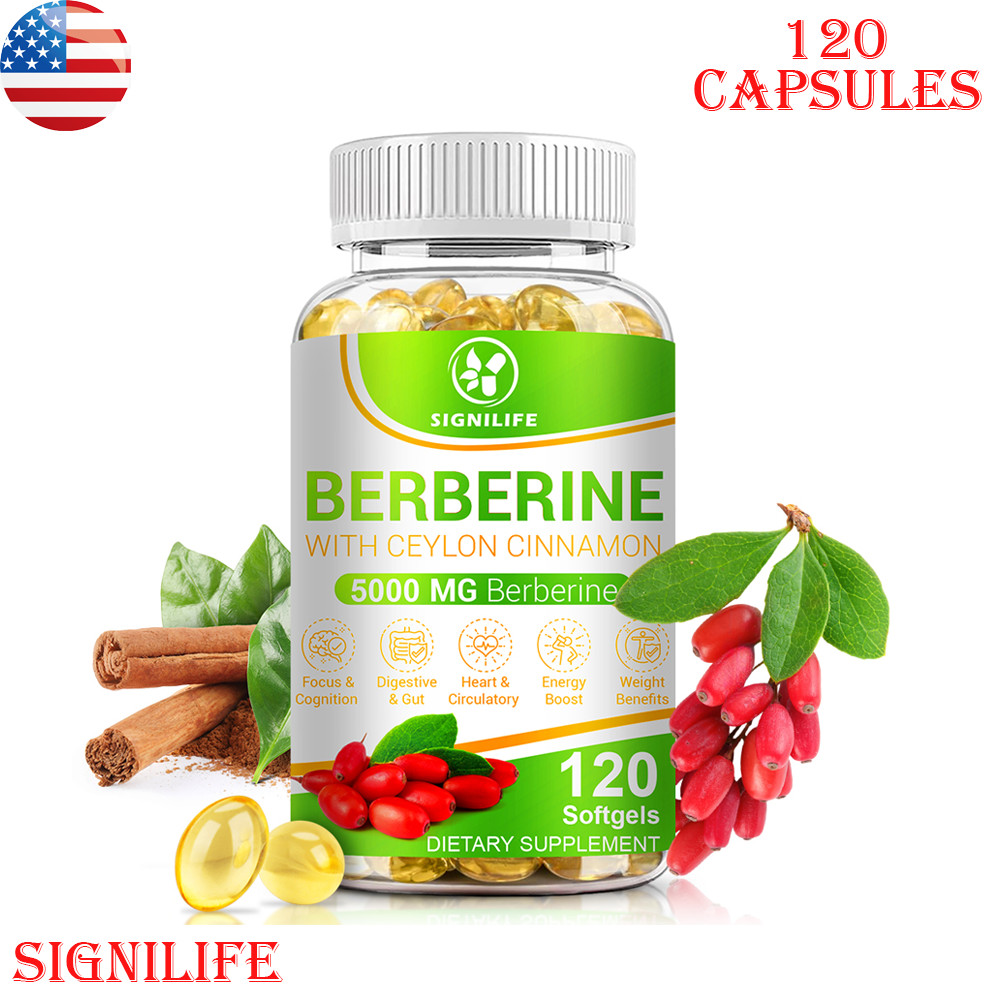 Premium Berberine HCL 5000mg Healthy Cholesterol Anti-inflammatory 60 Day -120ct