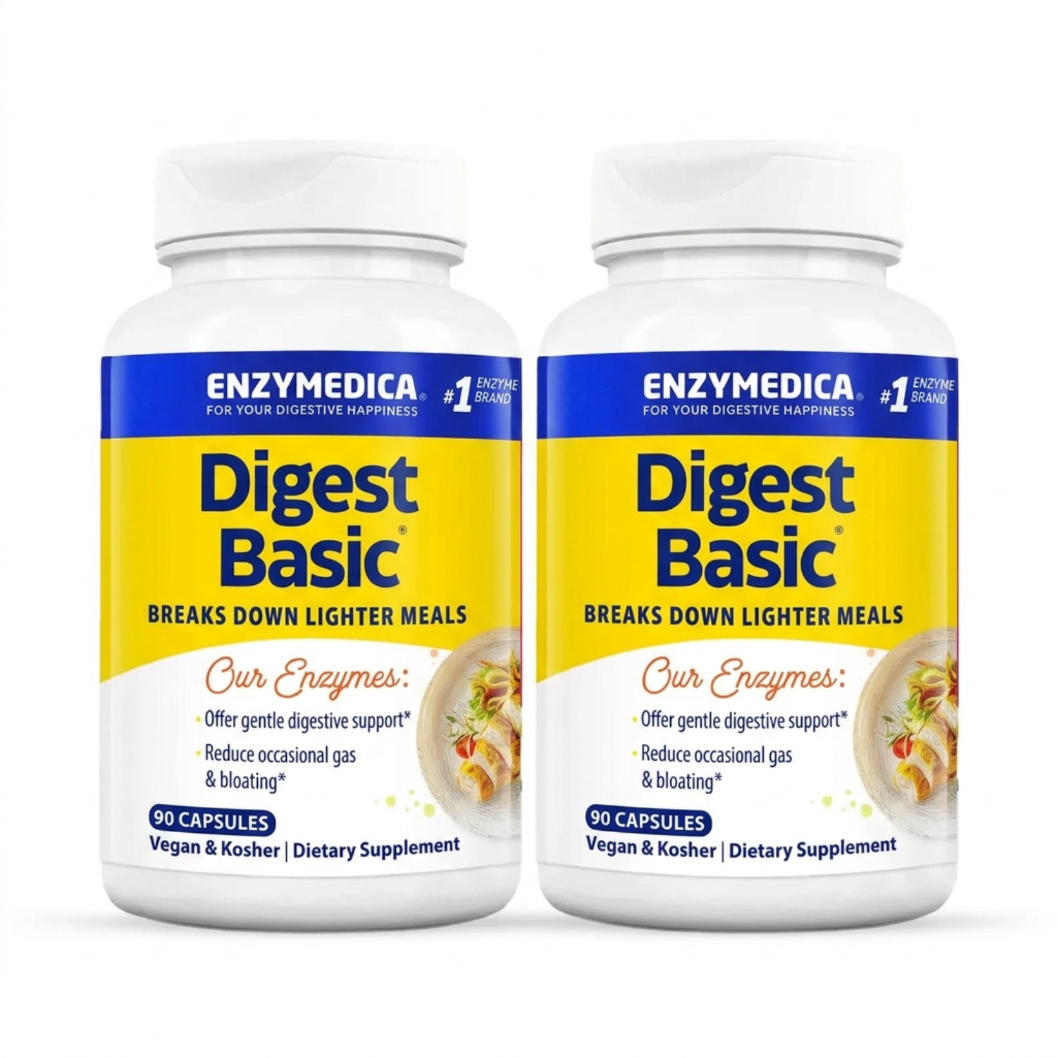 Enzymedica Digest Basic – Digestive Support Supplement – 90 Capsules – Lot of 2