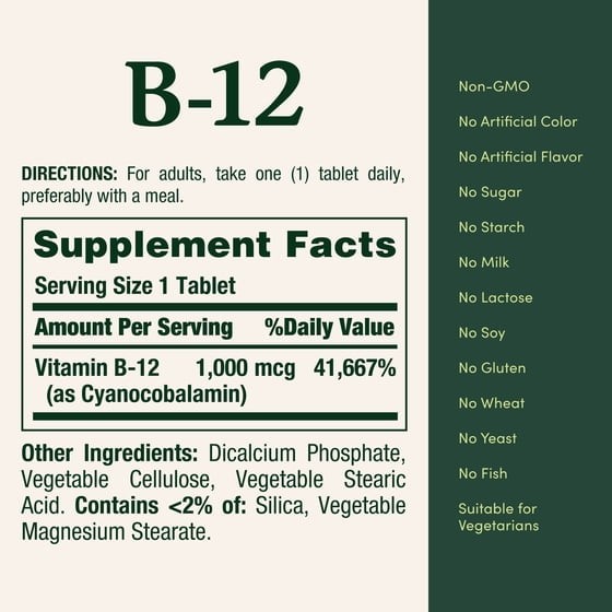 Nature’s Bounty B-12 1000mcg Vitamin Tablets – 200 Count