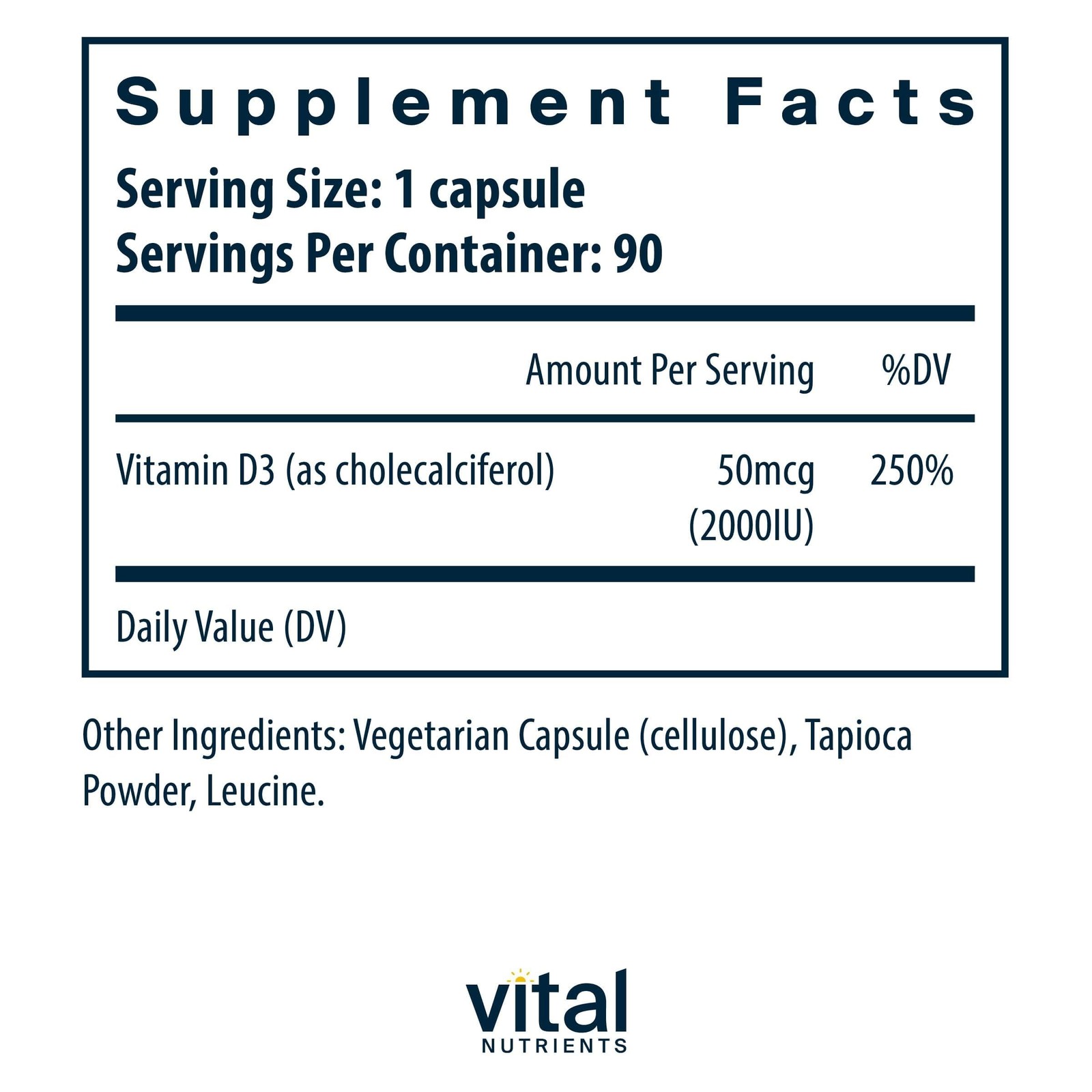 Vital Nutrients Vitamin D 2000 IU | Vitamin D3 Supplement | Healthy Bones,