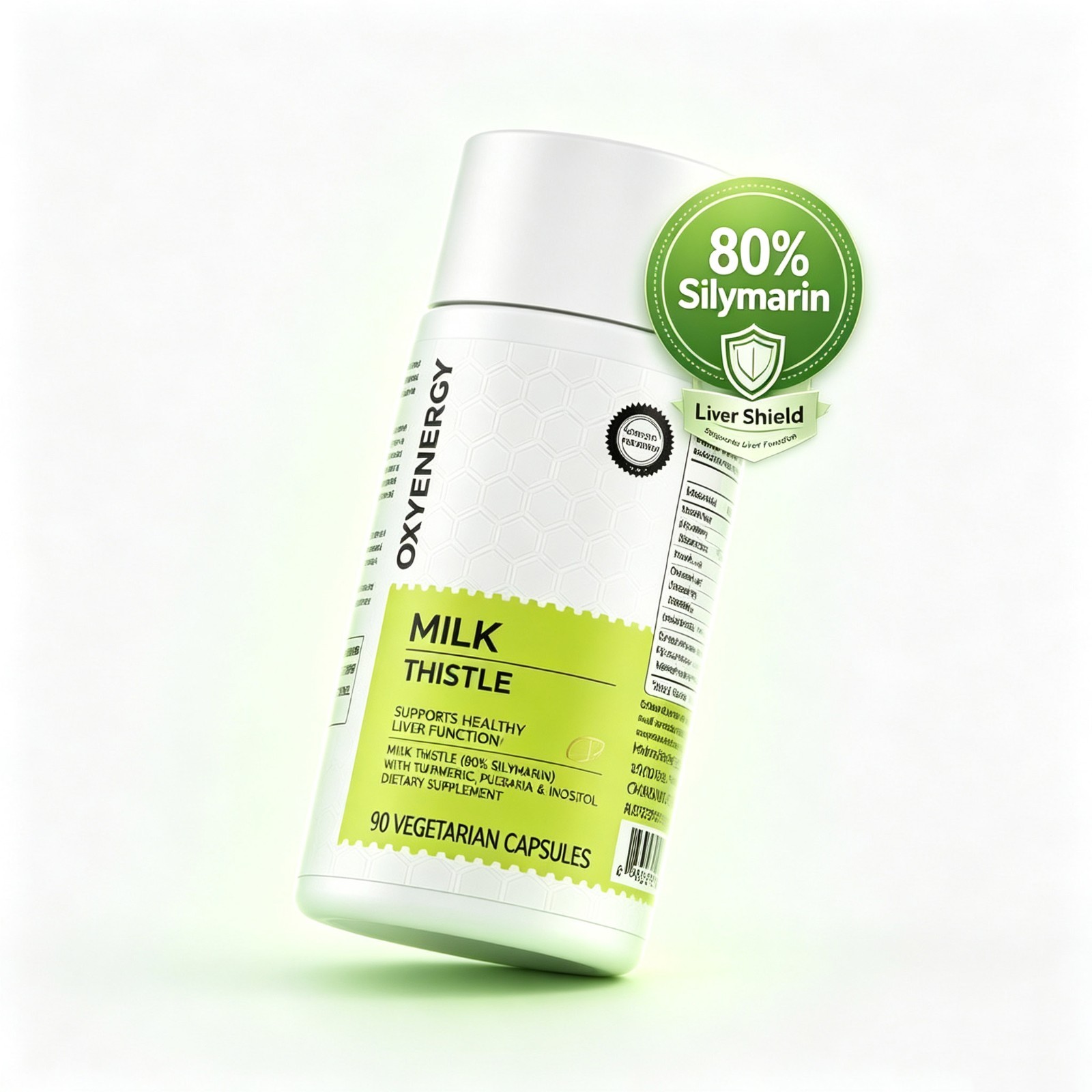 Milk Thistle 80% Silymarin Liver Support Supplement with Turmeric 90 Capsules