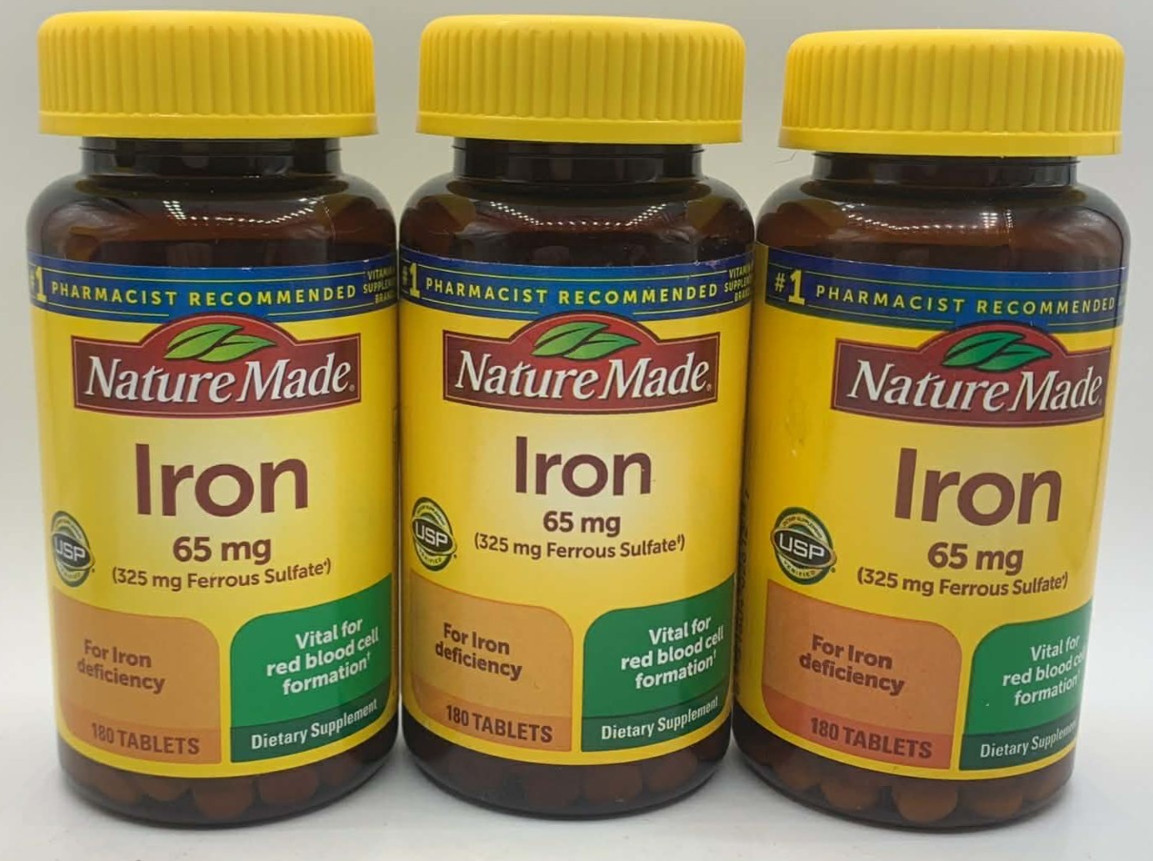 3PK Nature Made Iron 65 mg ~ 180 Tablets Each ~ EXP 4/27 ~ FAST SHIP!