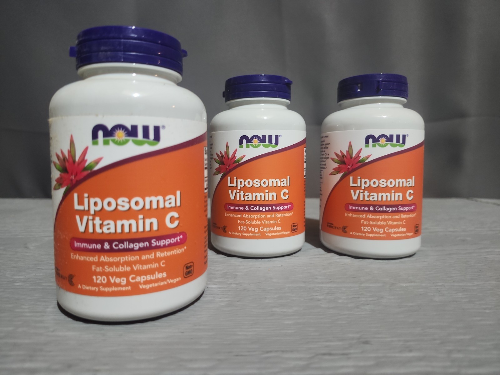 Lot of 3 – NOW Liposomal Vitamin C Immune Collagen Support 120 Veg Caps per Unit