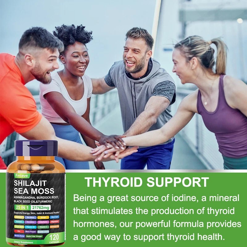 Shilajit Supplement 6000Mg, Sea Moss 6000Mg, Ashwagandha 1800Mg Turmeric 120caps