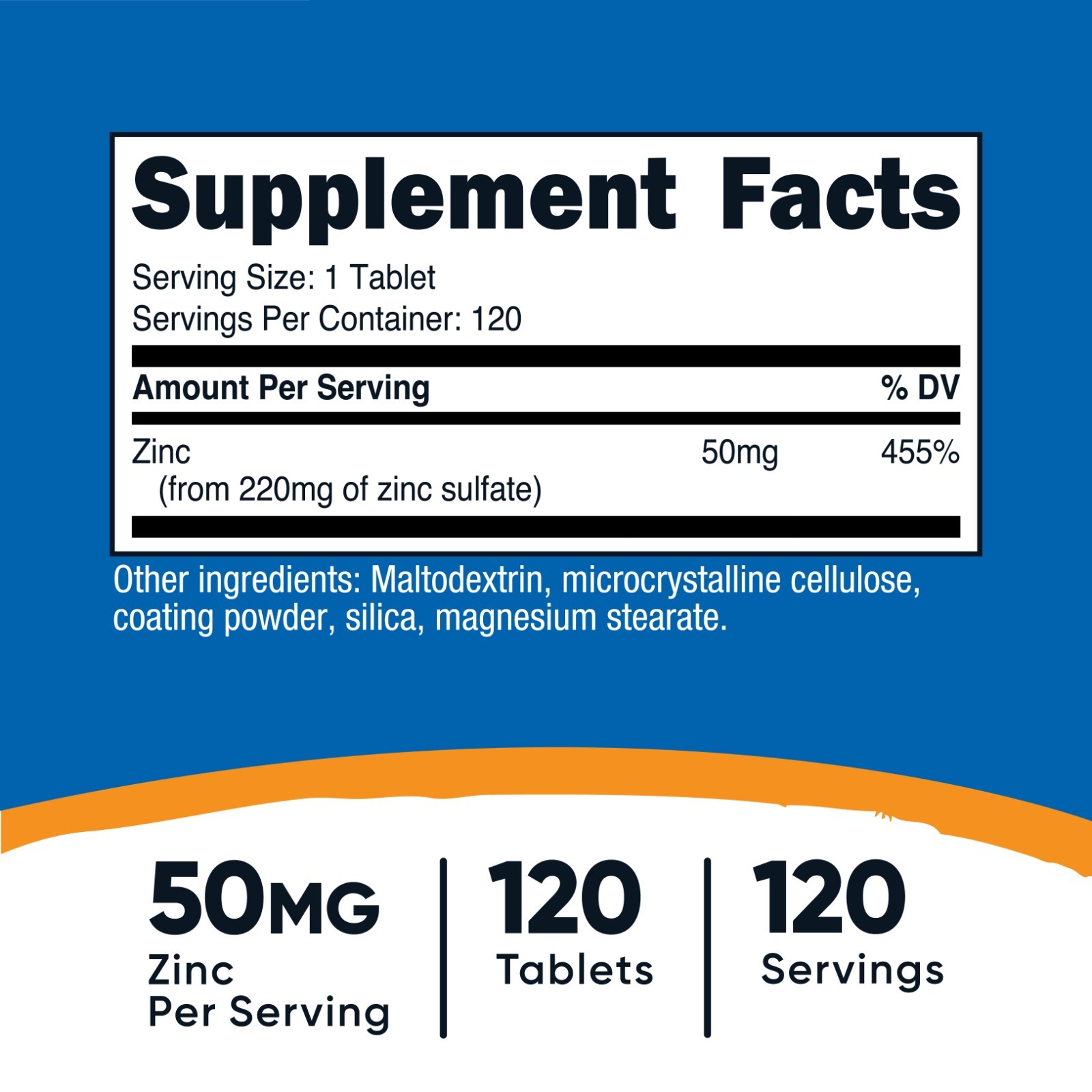 Nutricost Zinc Sulfate (50mg) 120 Tablets – Vegan, GMO-Free, Gluten-Free