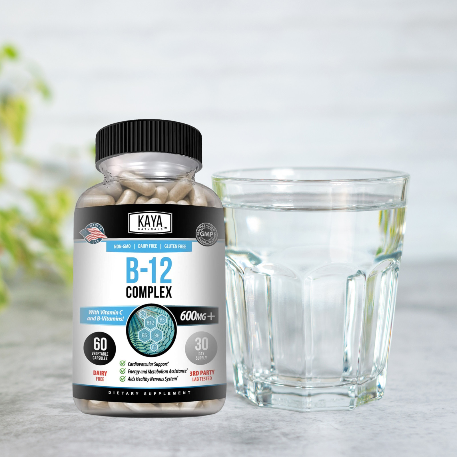 Vitamin B-12 Complex 60ct, B-12 Vitamins, Energy, Cardio, Aids Nervous System