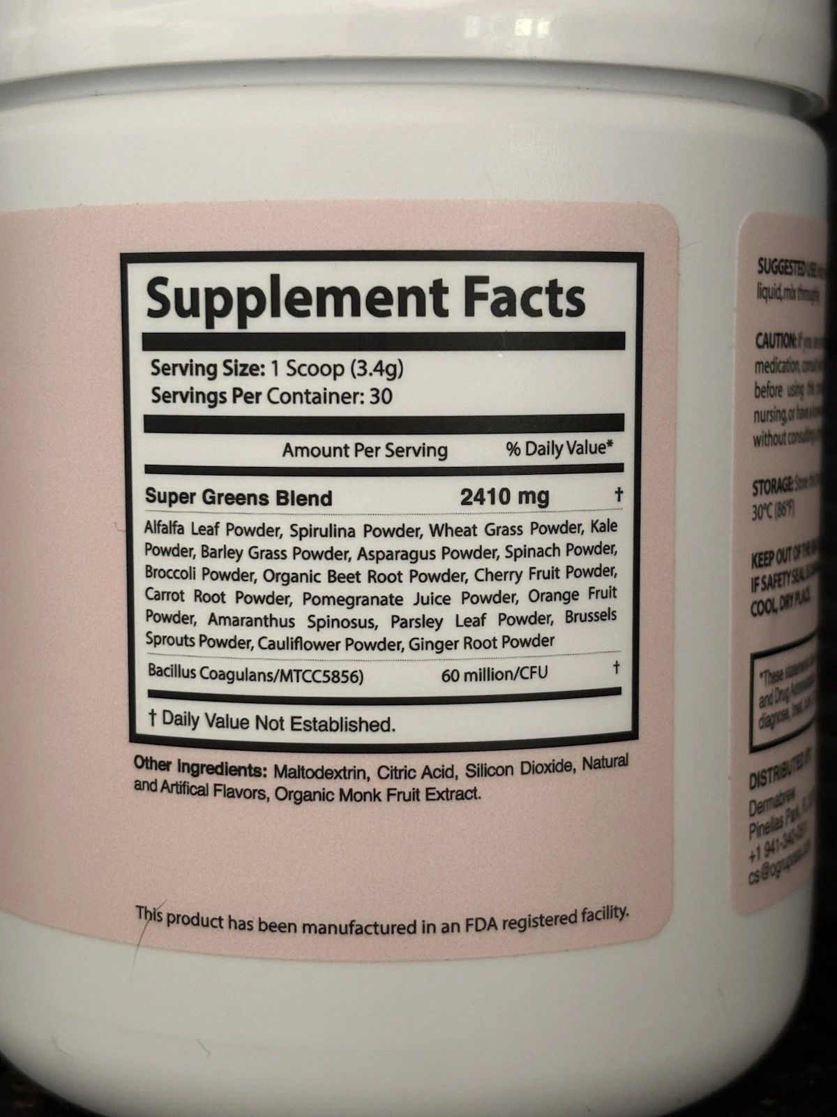 Dermabrew Dietary Supplement Powder 3.6 Oz Korean Skin Tea