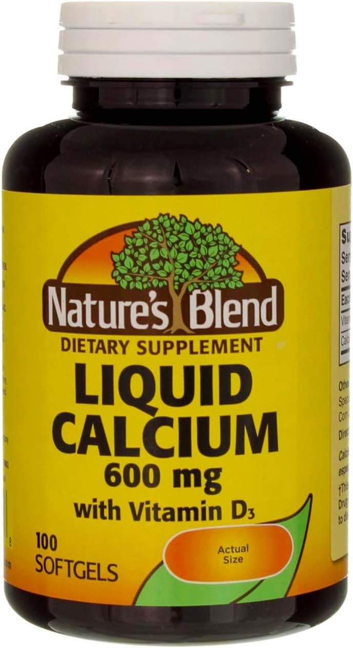 Nature’s Blend Easy to Swallow Liquid Calcium 600mg 100 Softgels