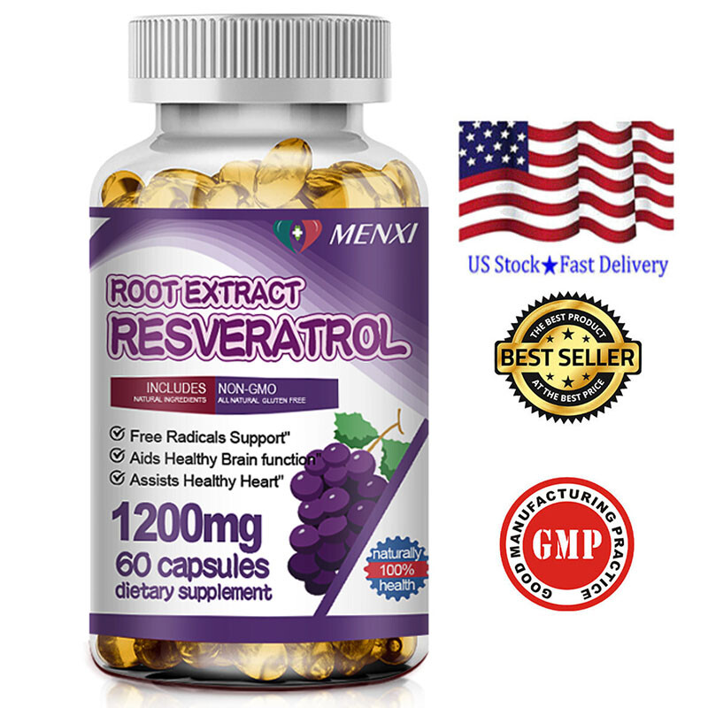 MENXI Organic Resveratrol 1200mg Anti-Aging, Heart, Cardiovascular, Super Potent
