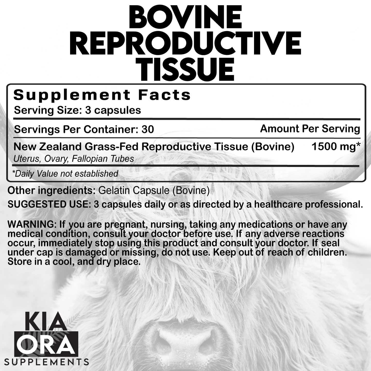 Grass-Fed Bovine 100 Pure Reproductive Tissue | Freeze-Dried Organ Support fo…