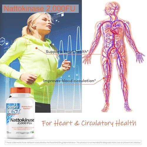 Doctor’s Best Nattokinase 270 Veggie Caps Non GMO Vegan Gluten Free Supplement