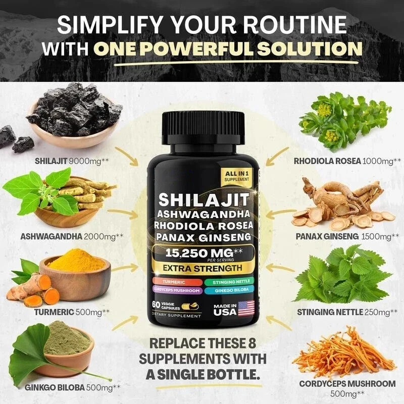 Sea Moss and Shilajit Bundle, Sea Moss 19,445mg, Black Seed Oil 15,250mg Ash