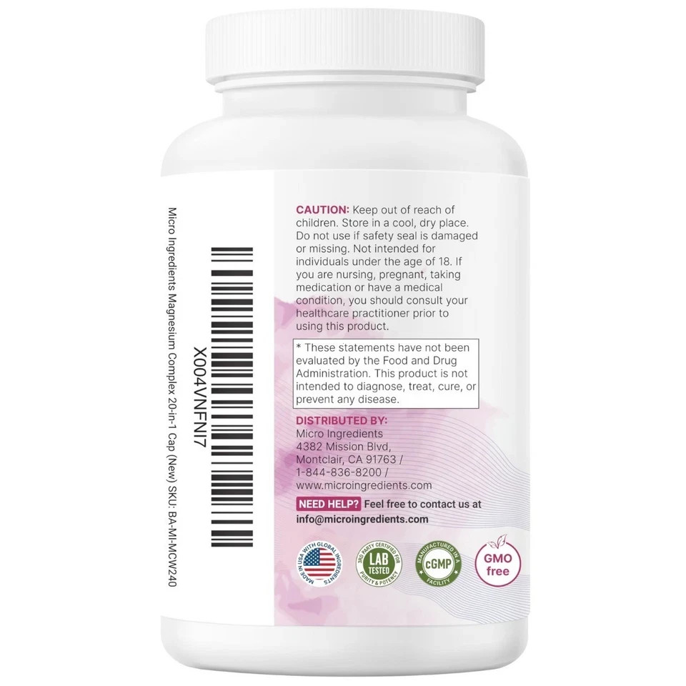 2 packs Micro Ingredients 20-in-1 Magnesium Complex 240 Vegetarian Capsules