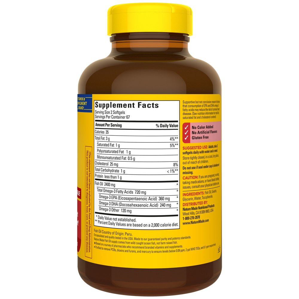 Fish Oil 2400Mg per Serving Softgels, Omega 3 Fish Oil Supplements, 134 Count