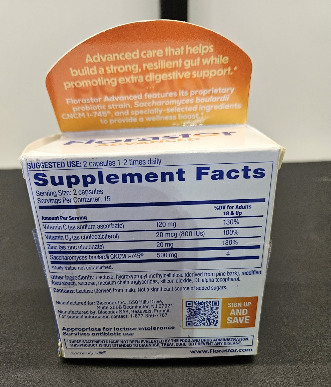 Florastor ADVANCED IMMUNITY Probiotic & Immune supplement 30Ct Exp 11/27