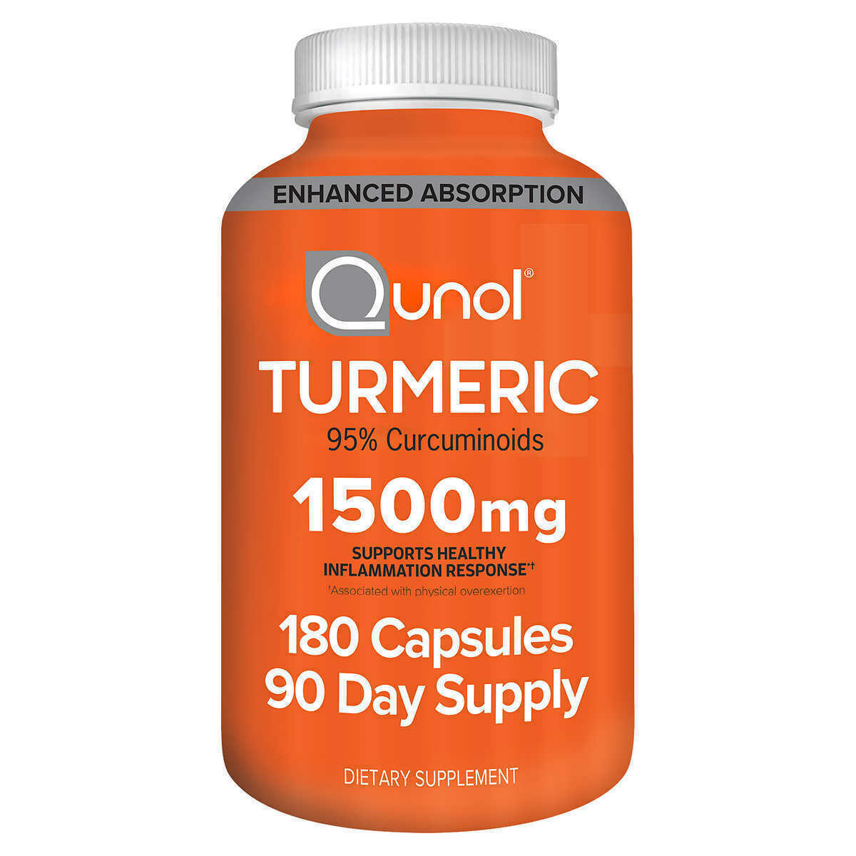 QUNOL 1500 mg Turmeric Root Extract 95% Curcuminoids Anti-inflammation, 180 Caps
